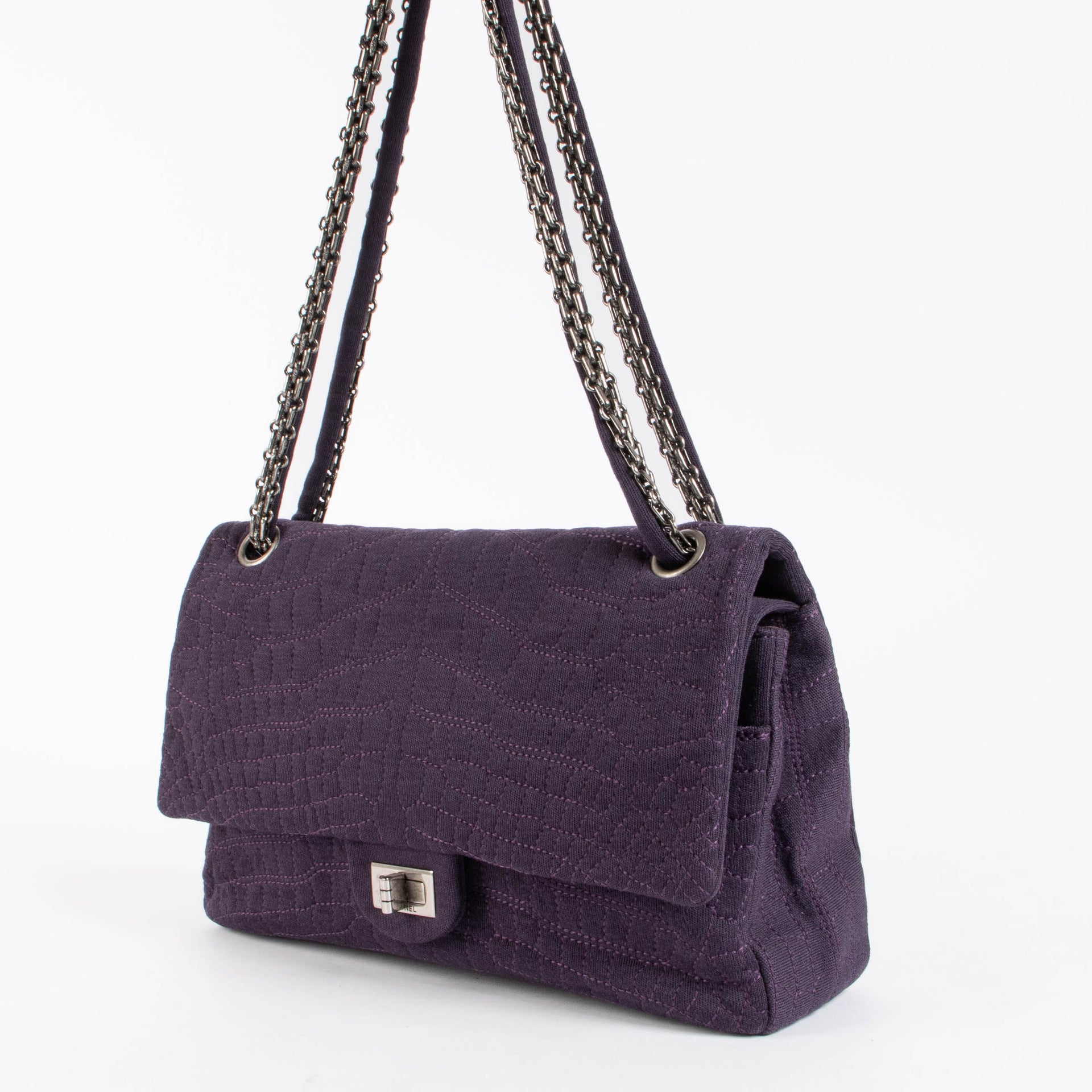 Chanel Purple Cotton Reissue 2.55 Large Shoulder bag