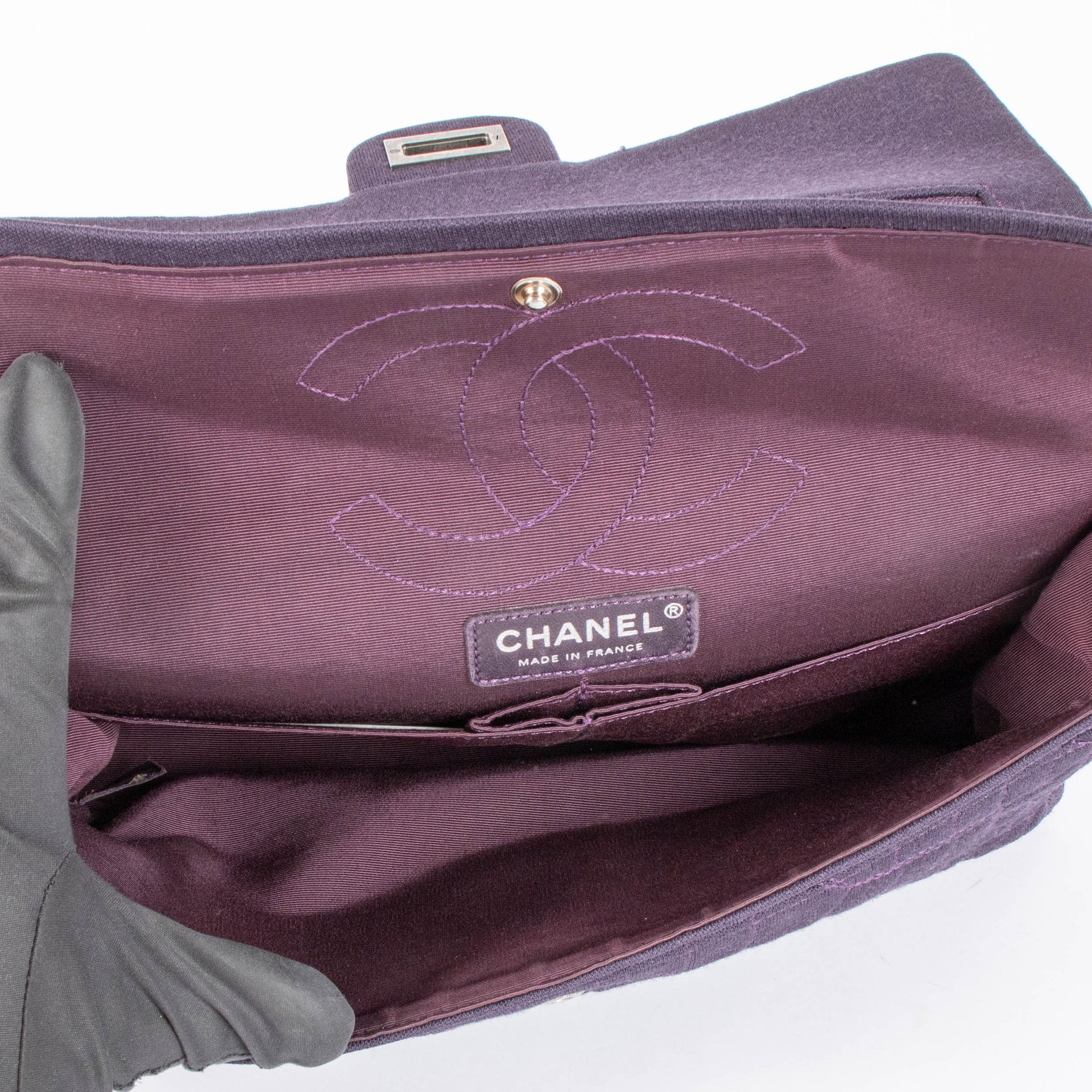 Chanel Purple Cotton Reissue 2.55 Large Shoulder bag