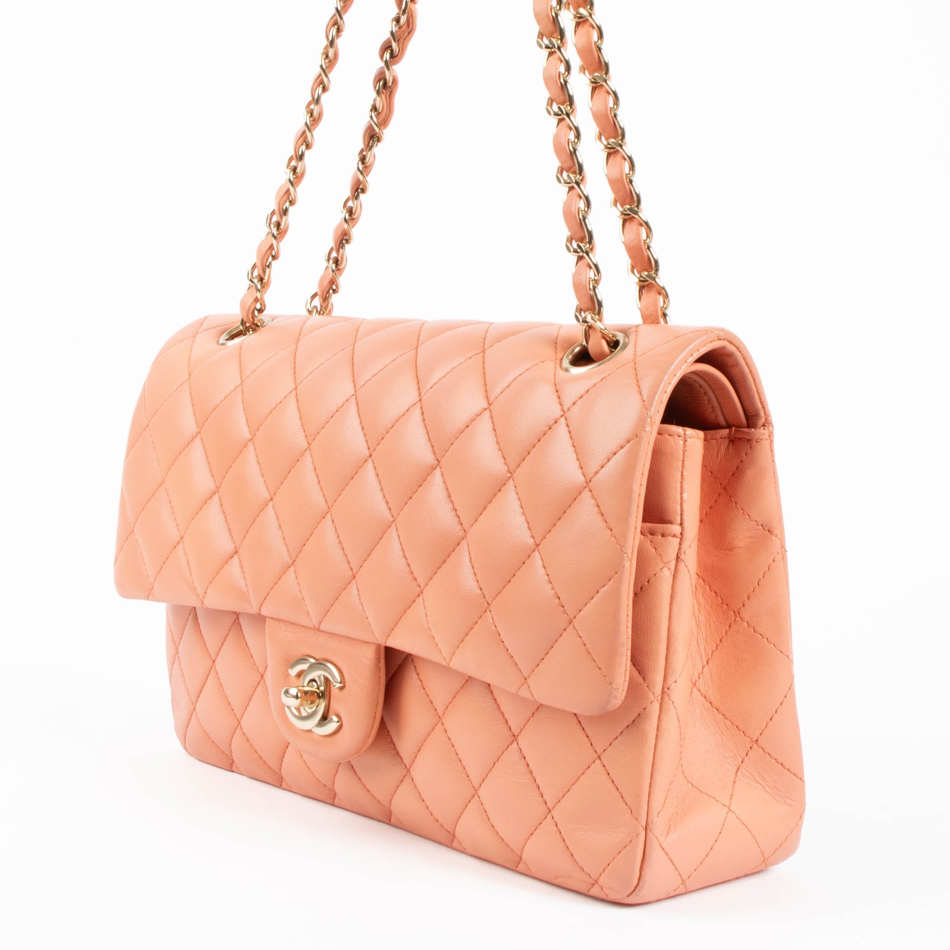 Chanel Peach Lambskin Medium Classic 11.12 Bag