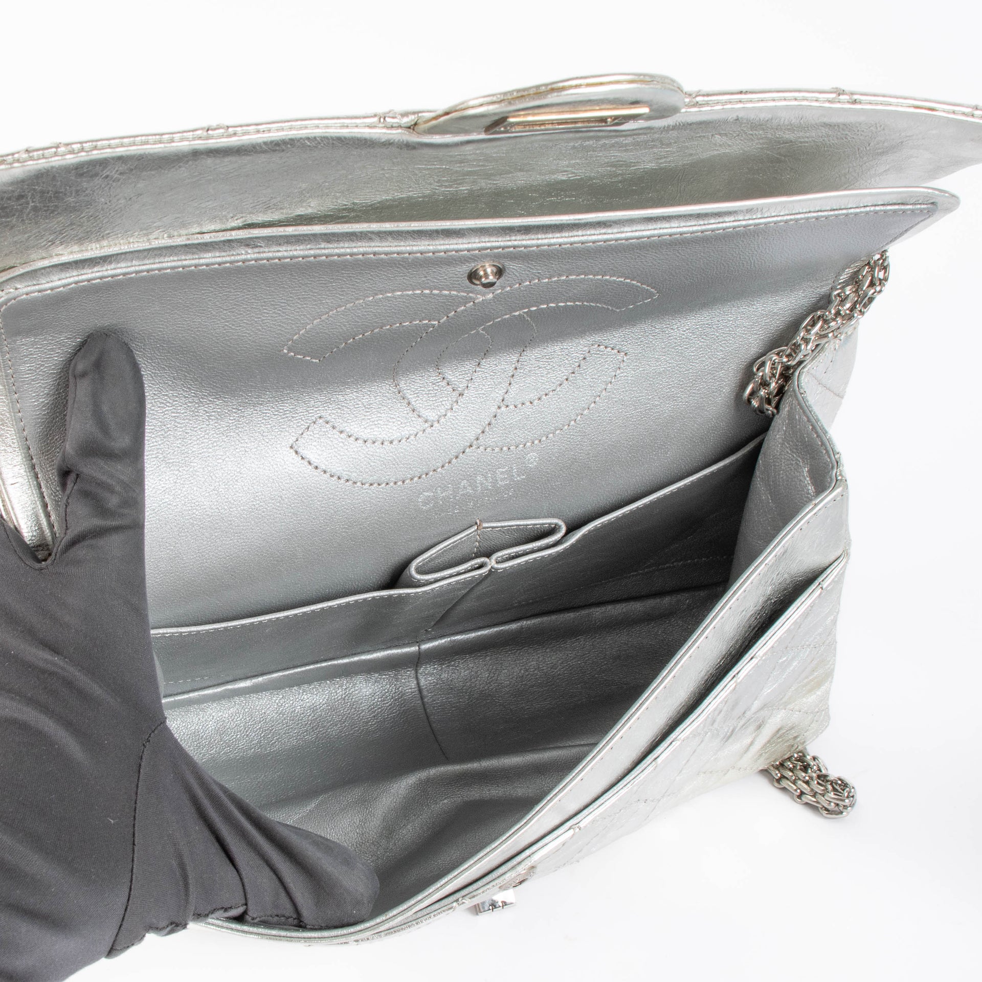 Chanel Silver Reissue 2.55 Large Shoulder Bag