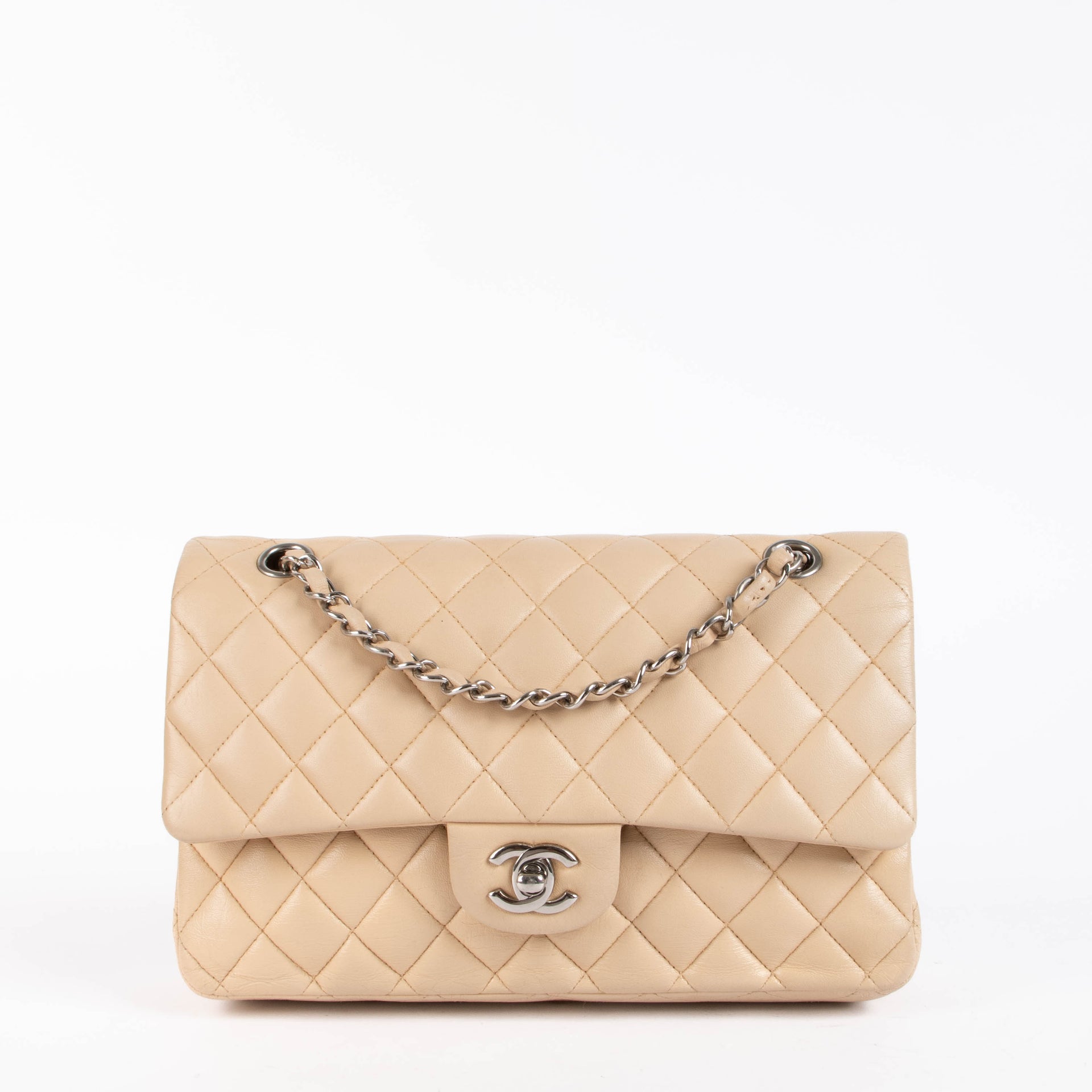 Chanel Beige Lambskin Medium Classic flap 11.12 bag