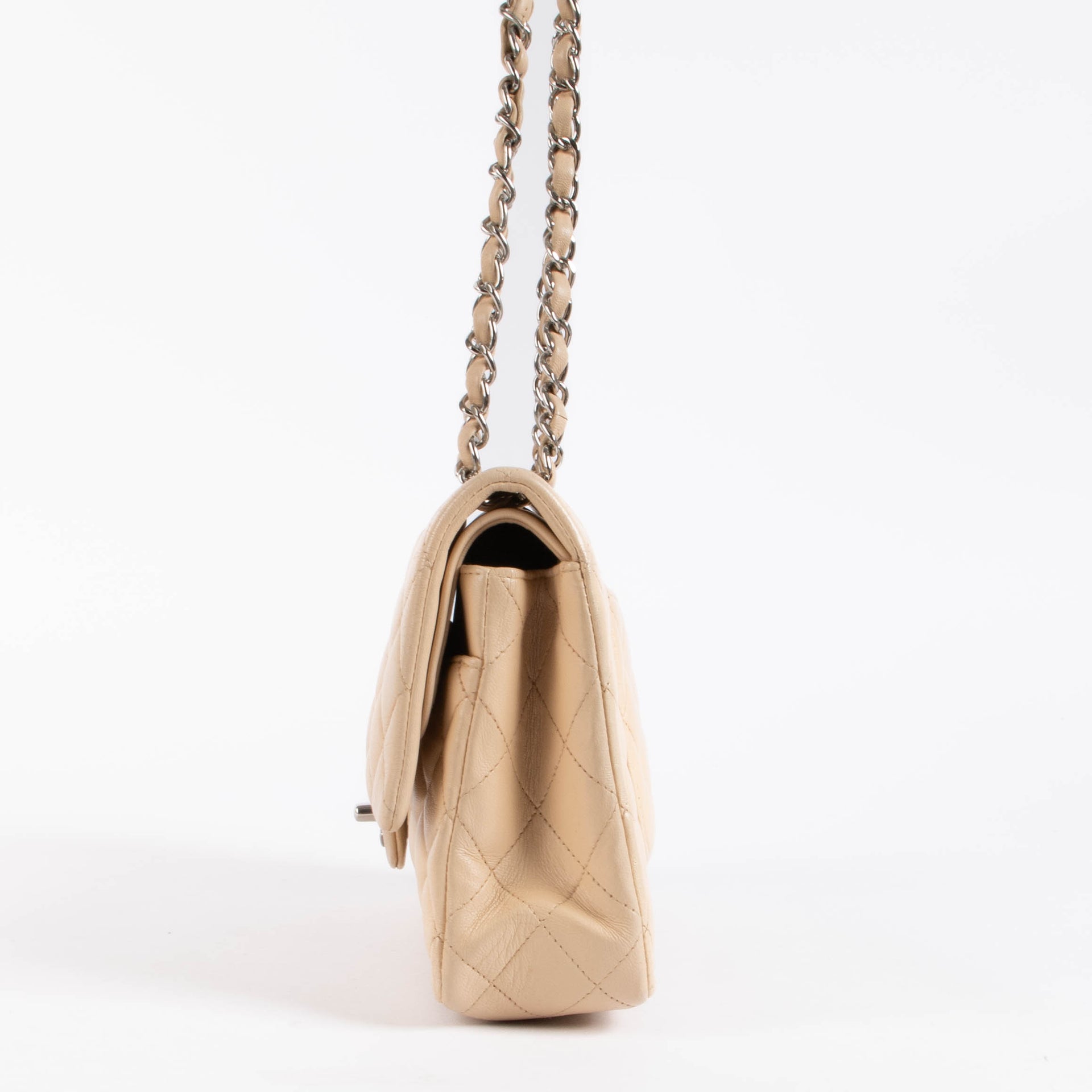 Chanel Beige Lambskin Medium Classic flap 11.12 bag
