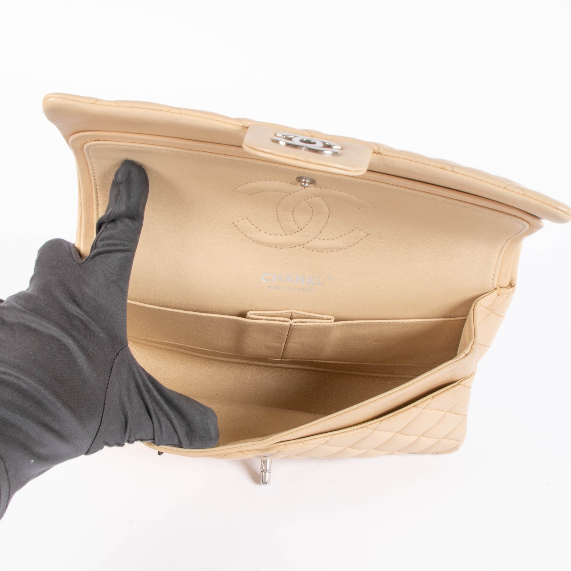 Chanel Beige Lambskin Medium Classic flap 11.12 bag