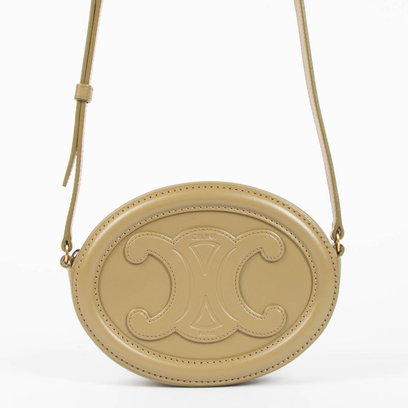 Celine Green Triomphe Oval Crossbody Bag