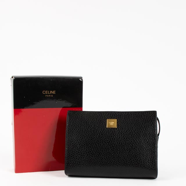 Celine Vintage Black Leather Pouch