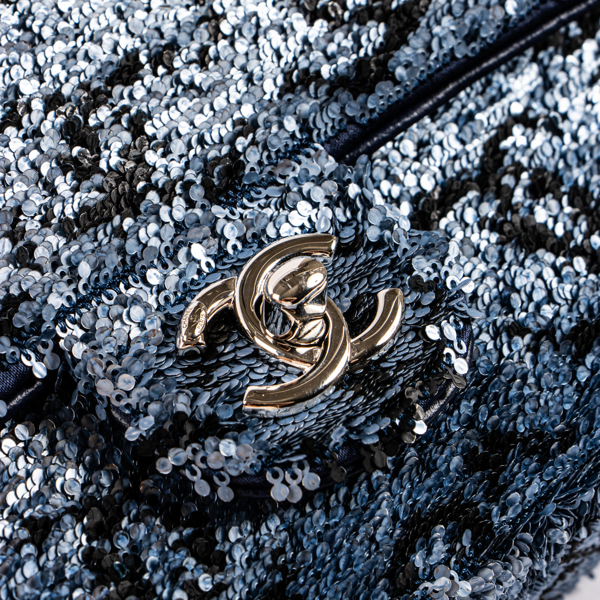 Chanel Blue CC Sequins Mini Classic Bag