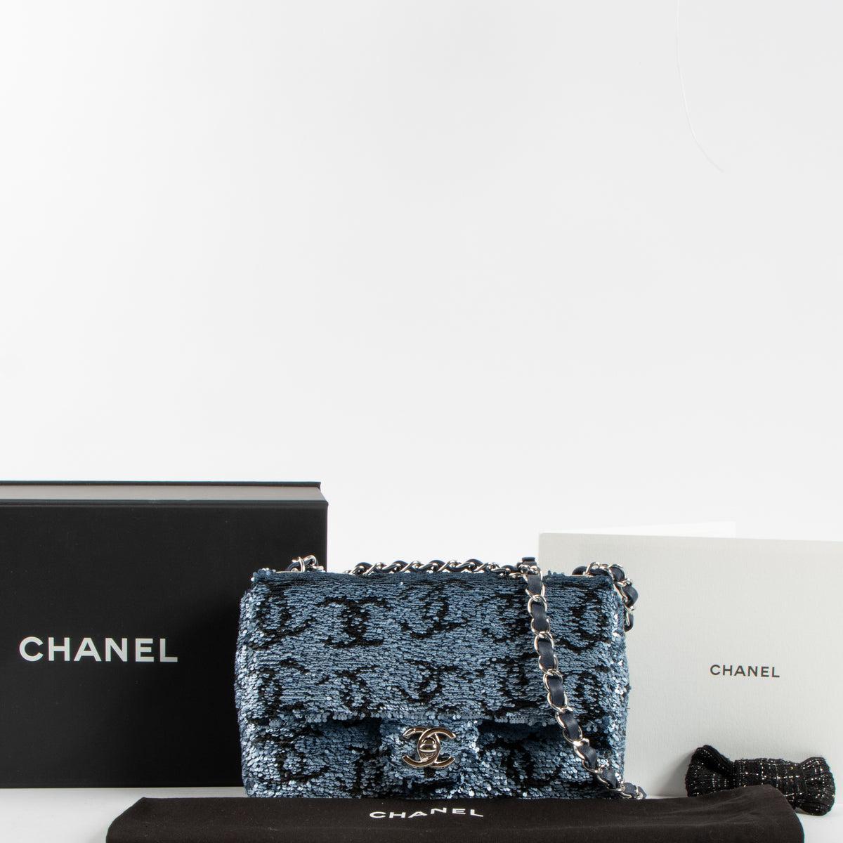 Chanel Blue CC Sequins Mini Classic Bag