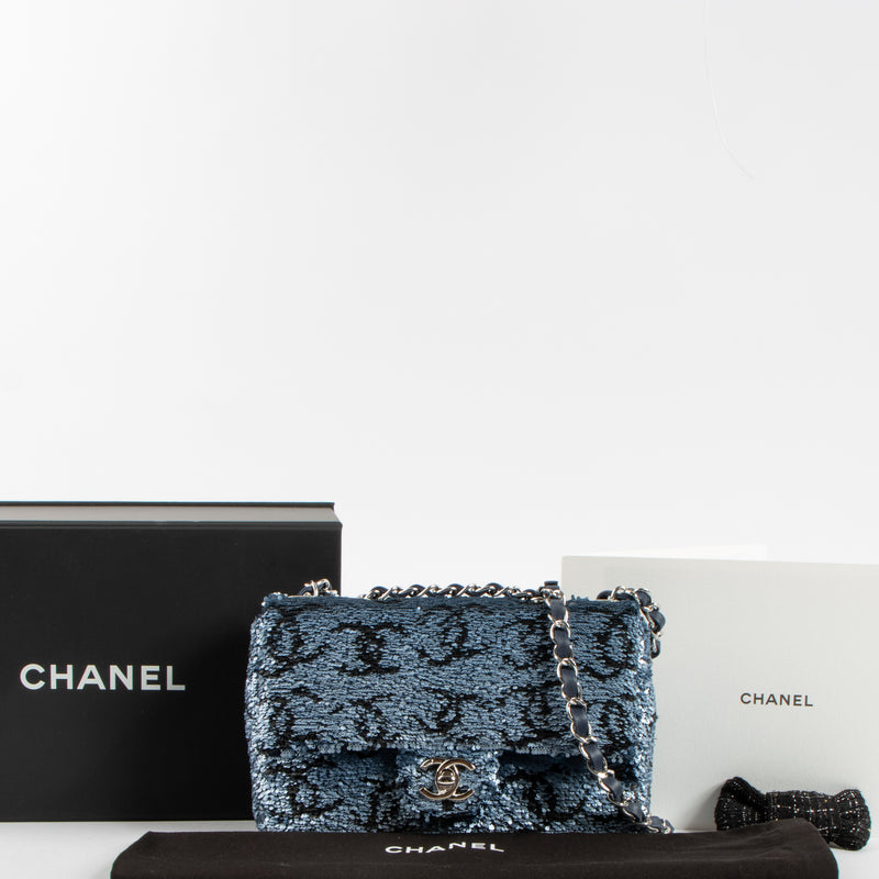 Chanel Blue CC Sequins Mini Classic Bag