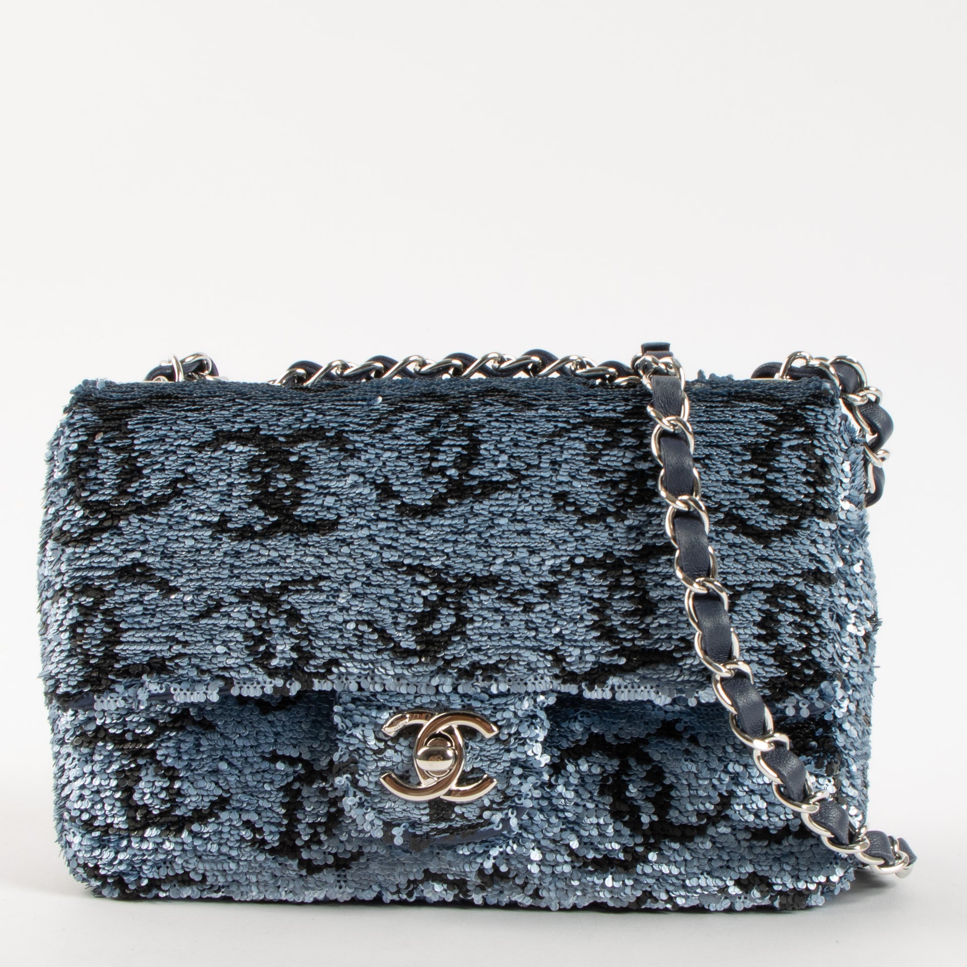 Chanel Blue CC Sequins Mini Classic Bag