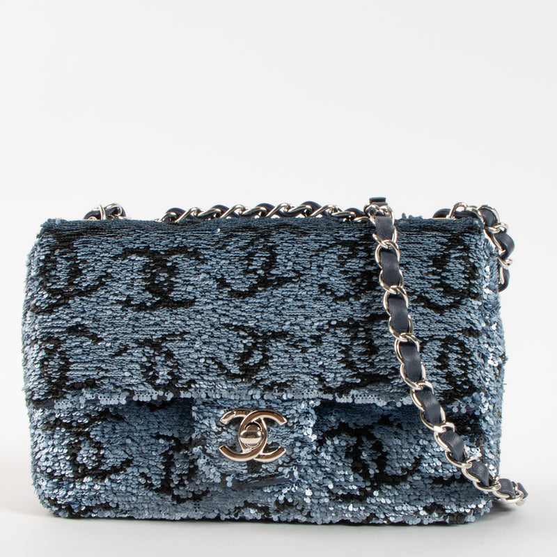 Chanel Blue CC Sequins Mini Classic Bag