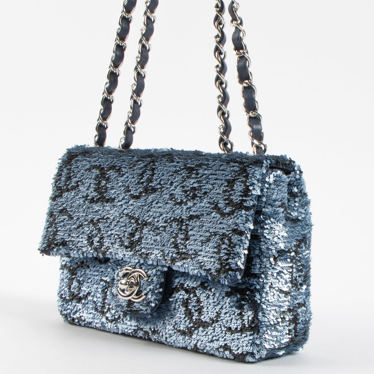Chanel Blue CC Sequins Mini Classic Bag