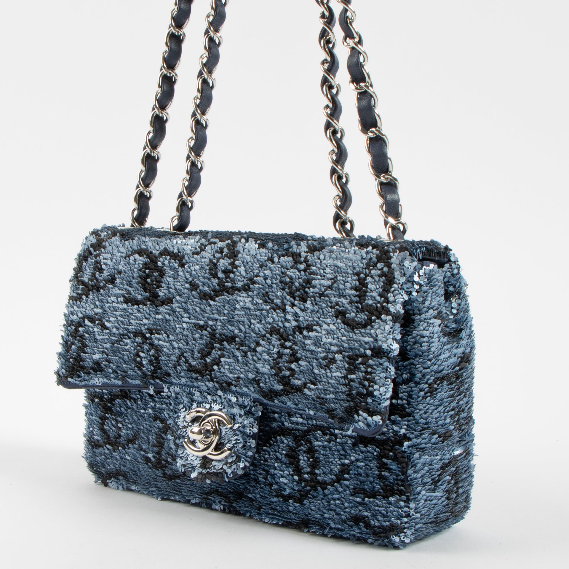 Chanel Blue CC Sequins Mini Classic Bag