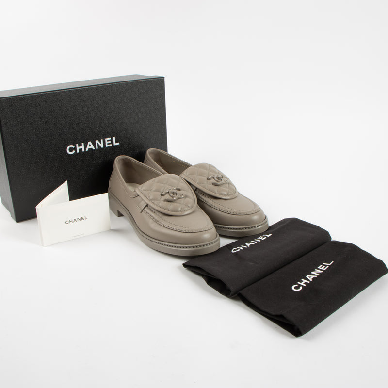 Chanel Grey Loafers Size: 40.5