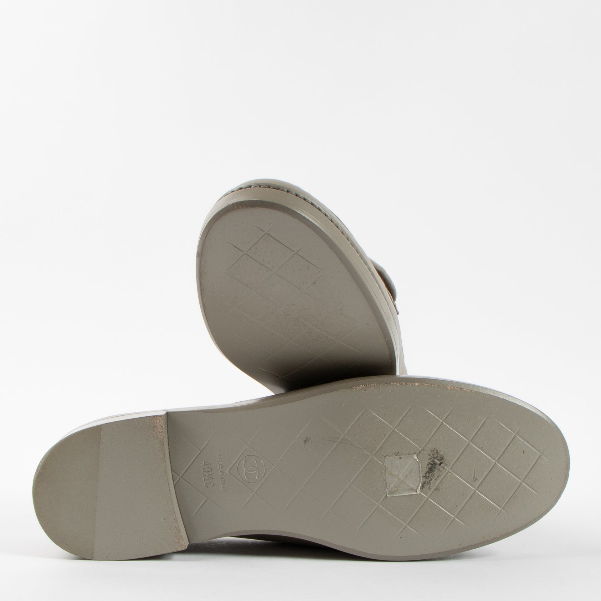 Chanel Grey Loafers Size: 40.5