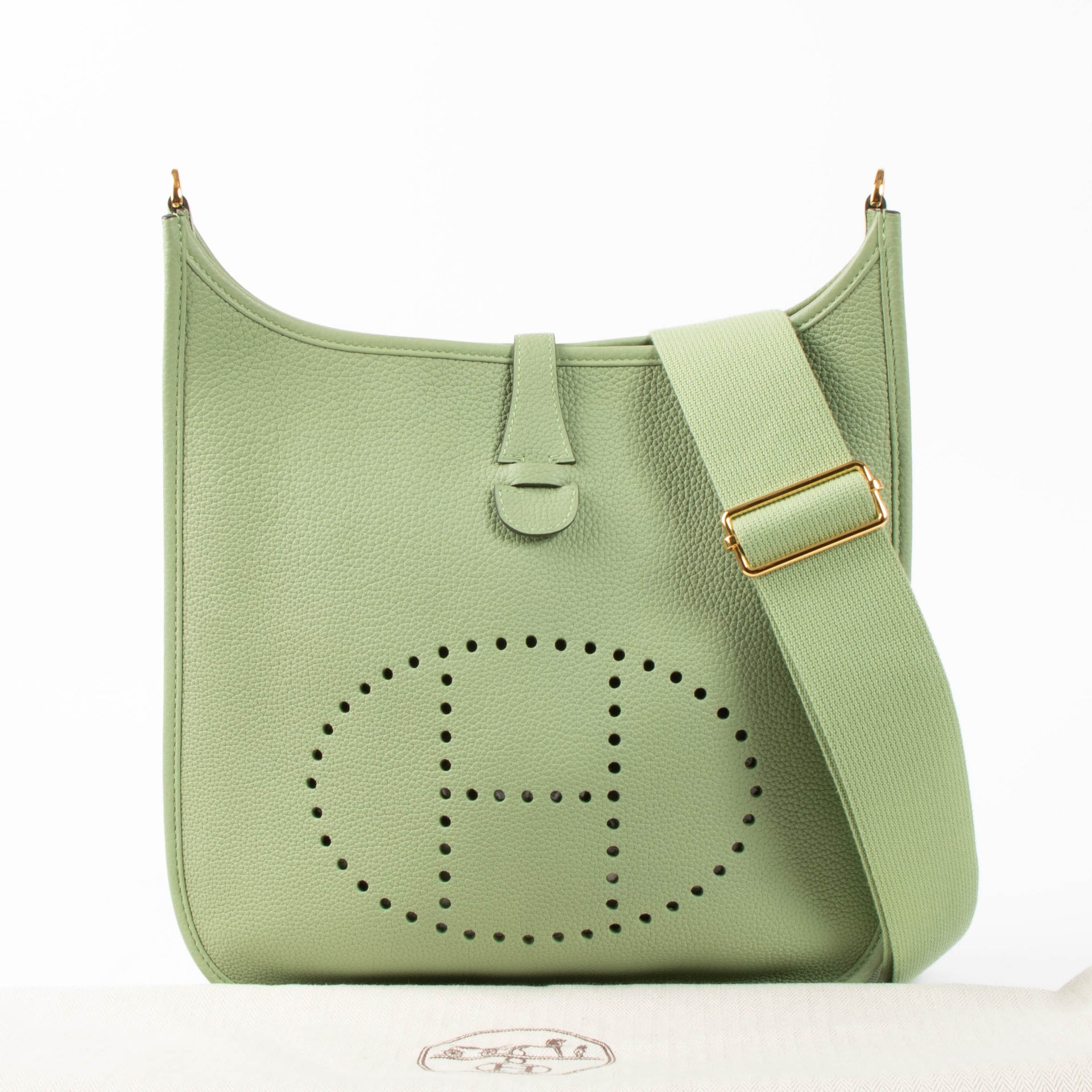 Hermès Vert Criquet Clemence Evelyne 29 GHW Bag