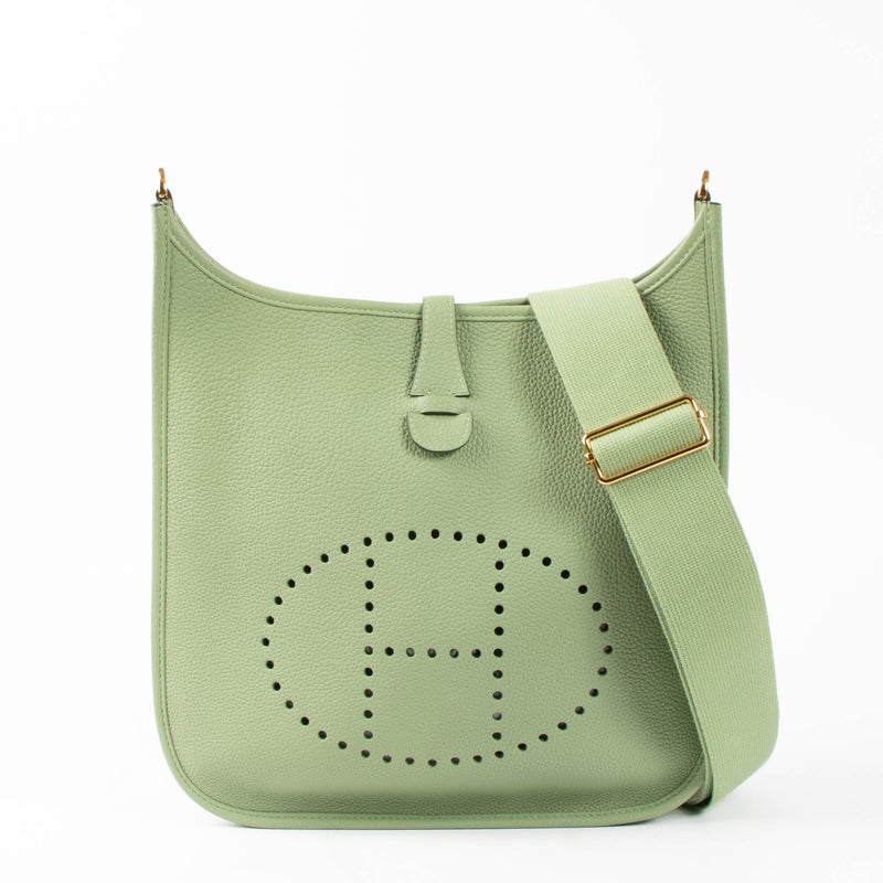 Hermès Vert Criquet Clemence Evelyne 29 GHW Bag
