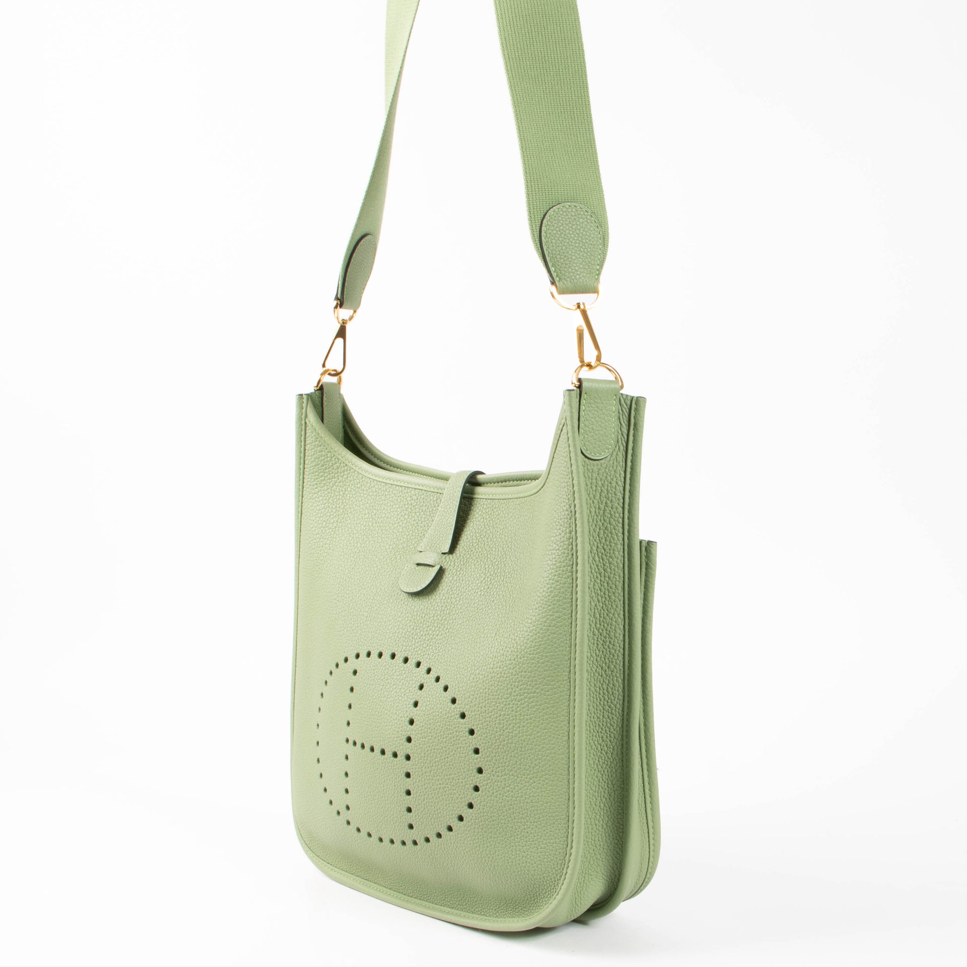 Hermès Vert Criquet Clemence Evelyne 29 GHW Bag