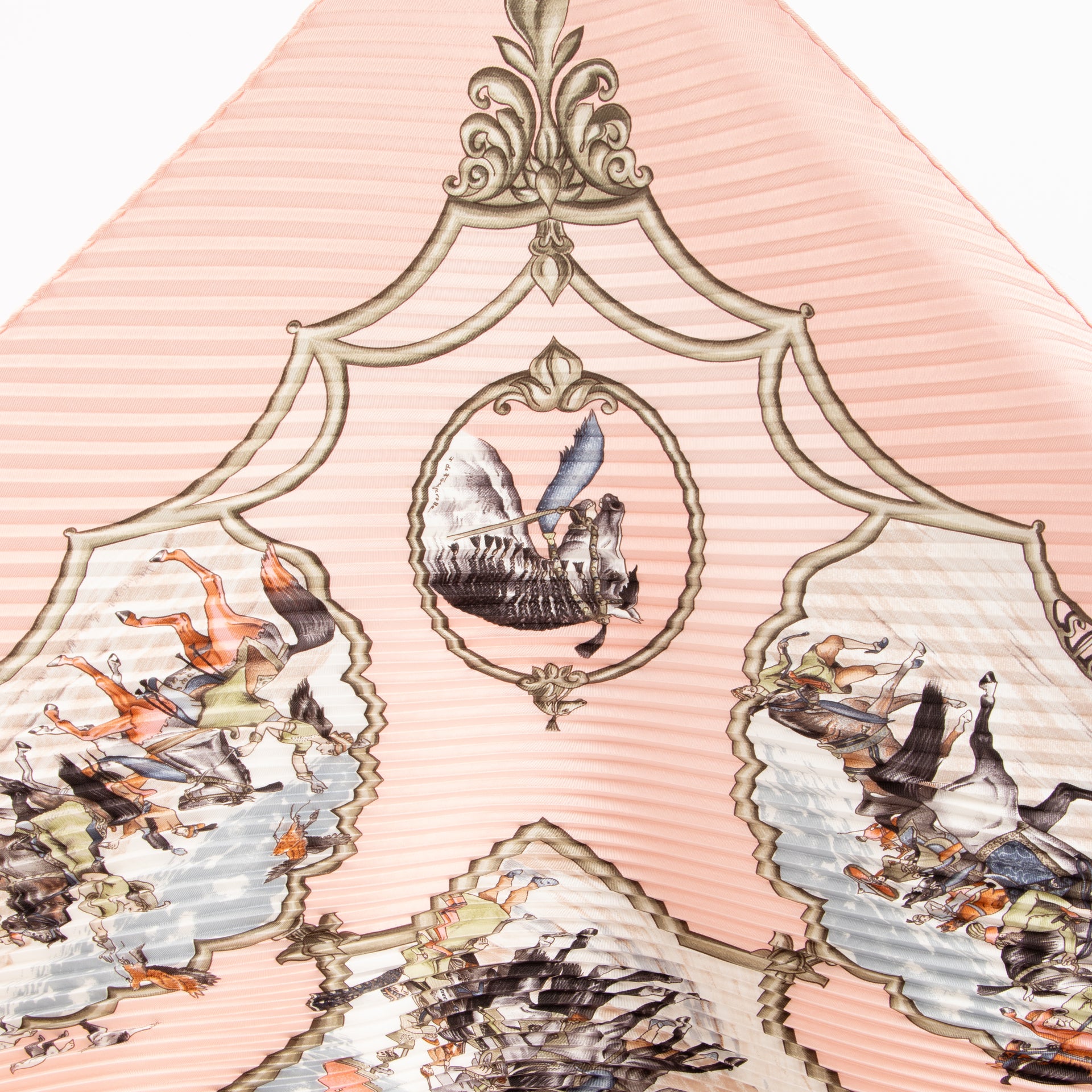 Hermès Pink Silk Des Moghuls Plissé 90 Scarf