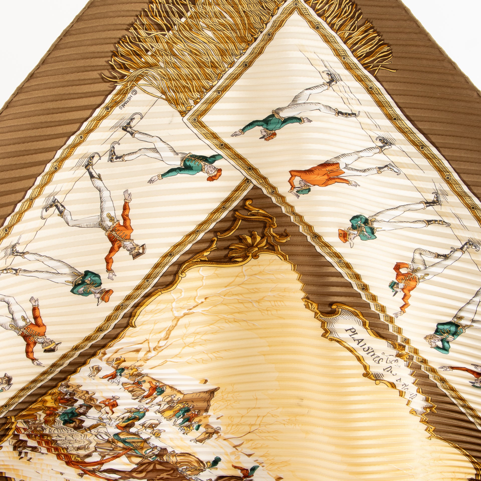 Hermes Green Silk Plaisirs du Froid Plisse 90 Scarf