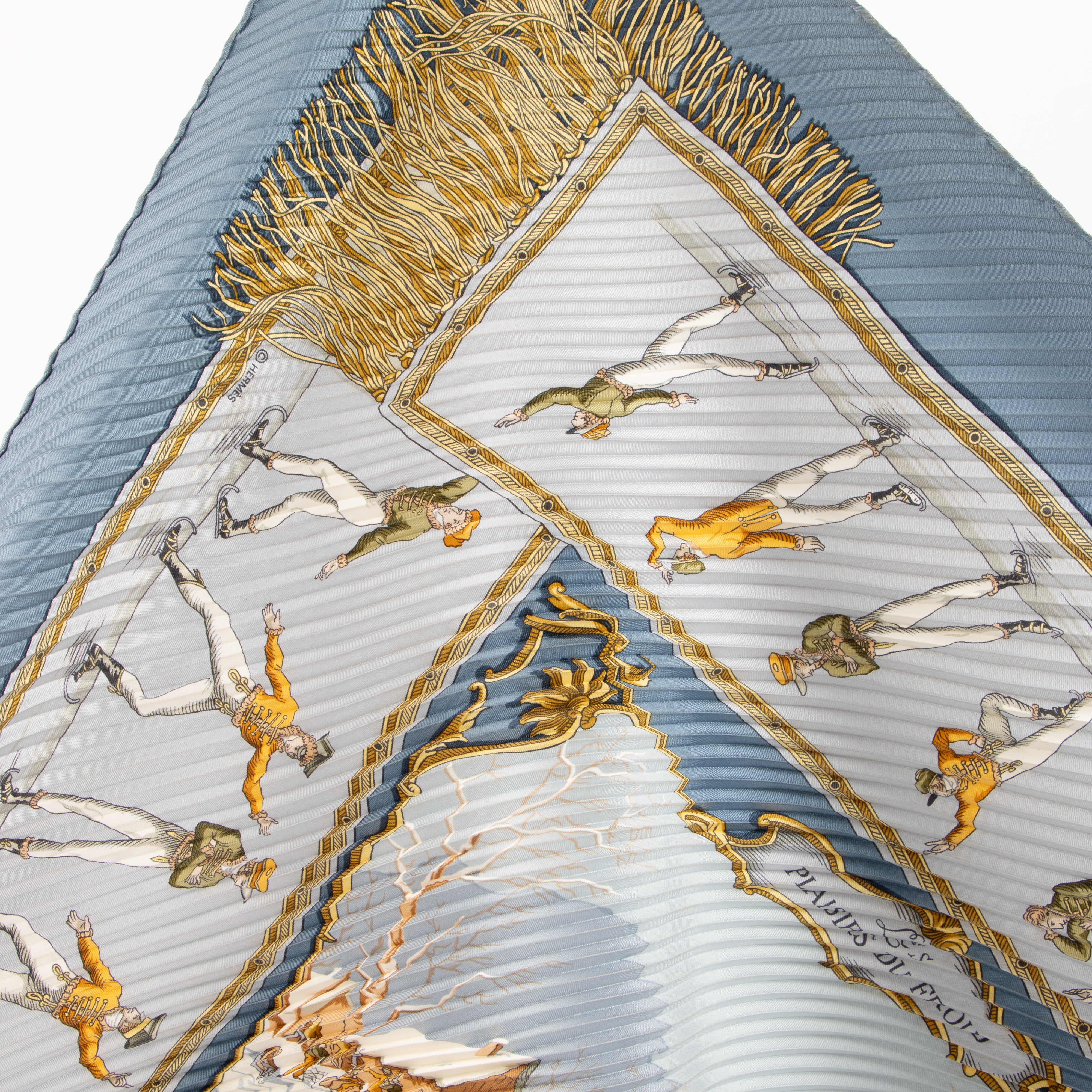 Hermes Blue Silk Plaisirs du Froid Plisse 90 Scarf – Labellov