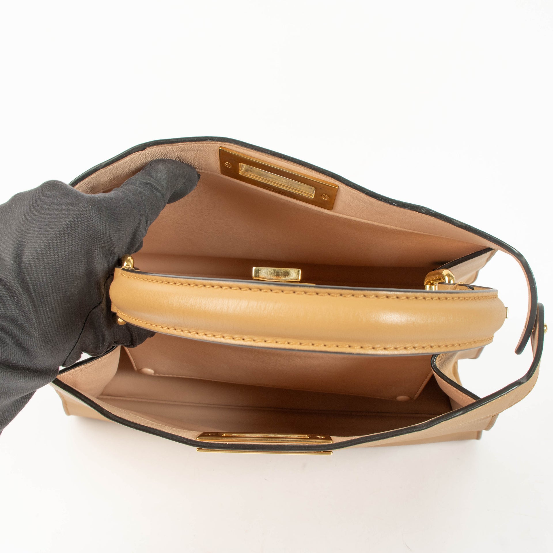 Fendi Beige Leather Medium Peekaboo IseeU Bag