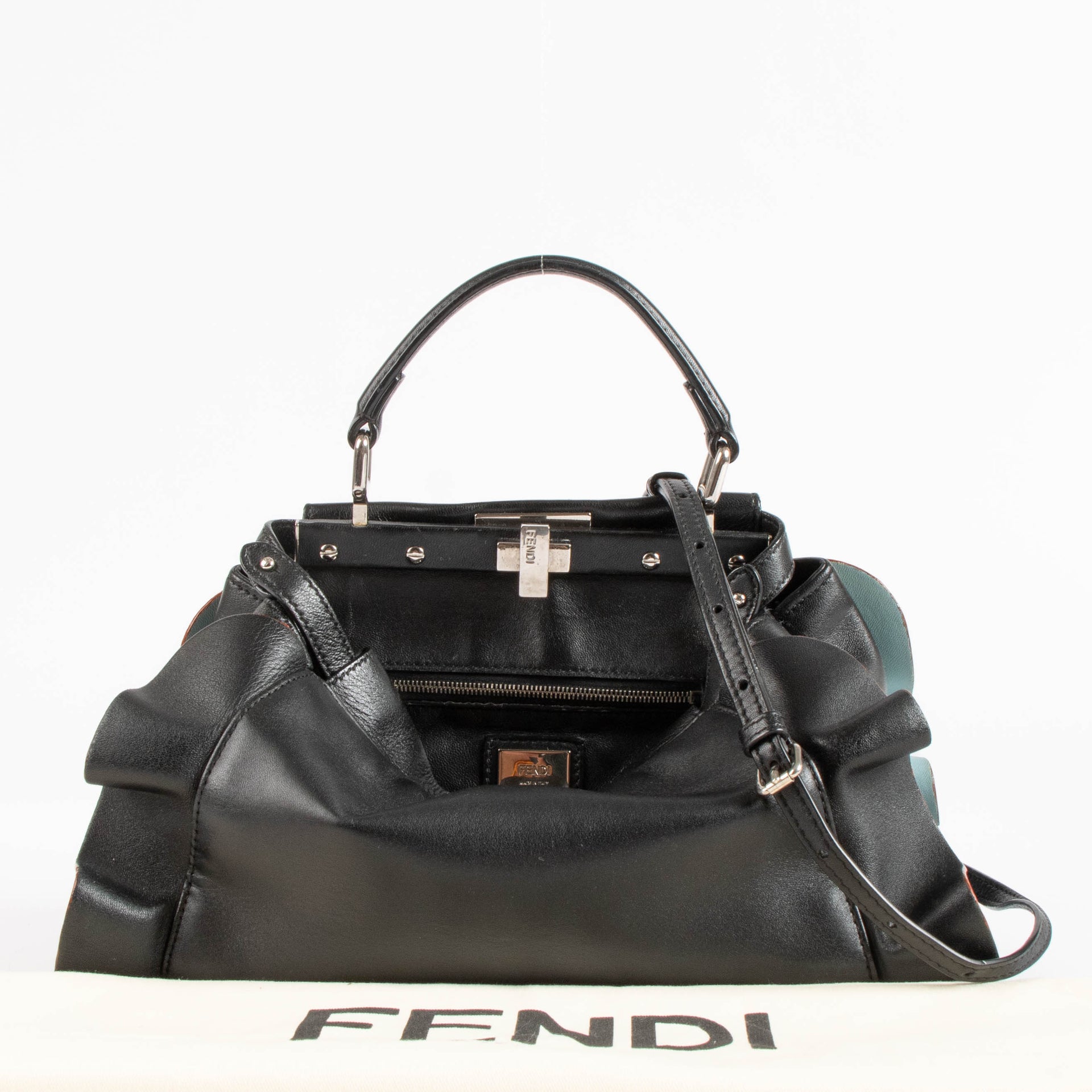 Fendi Black Ruched Mini Peekaboo Bag