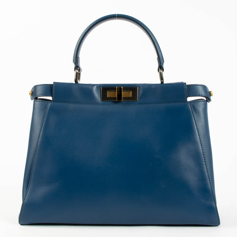 Fendi Blue Leather Medium Peekaboo Bag