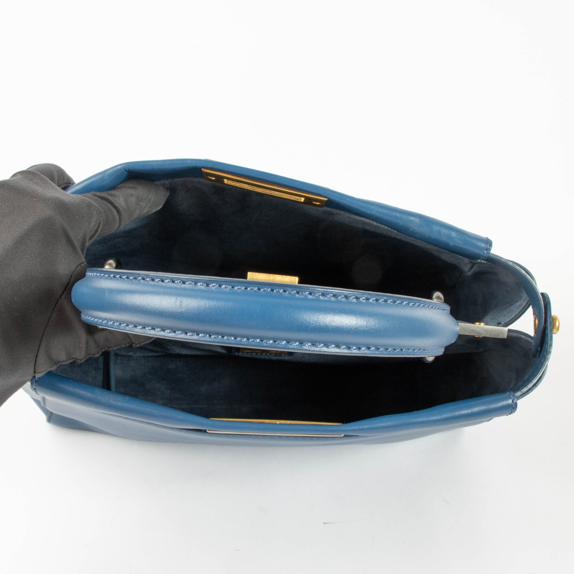 Fendi Blue Leather Medium Peekaboo Bag