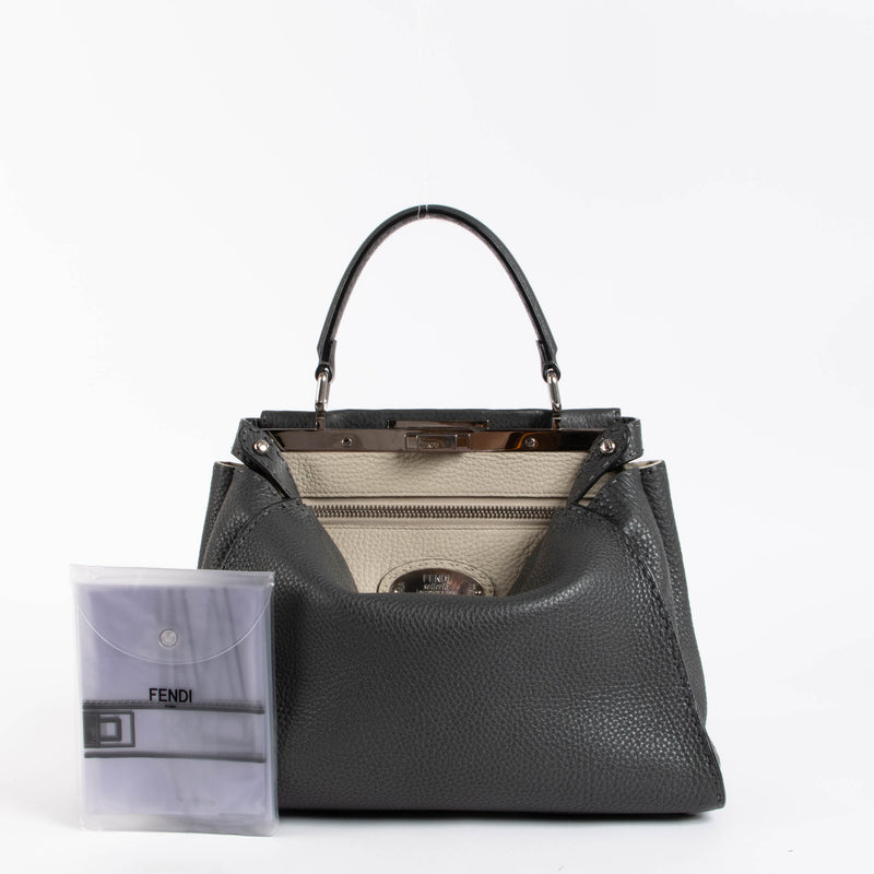 Shop the authentic Fendi Grey Selleria Peekaboo Medium Top Handle second hand on Labellov.com