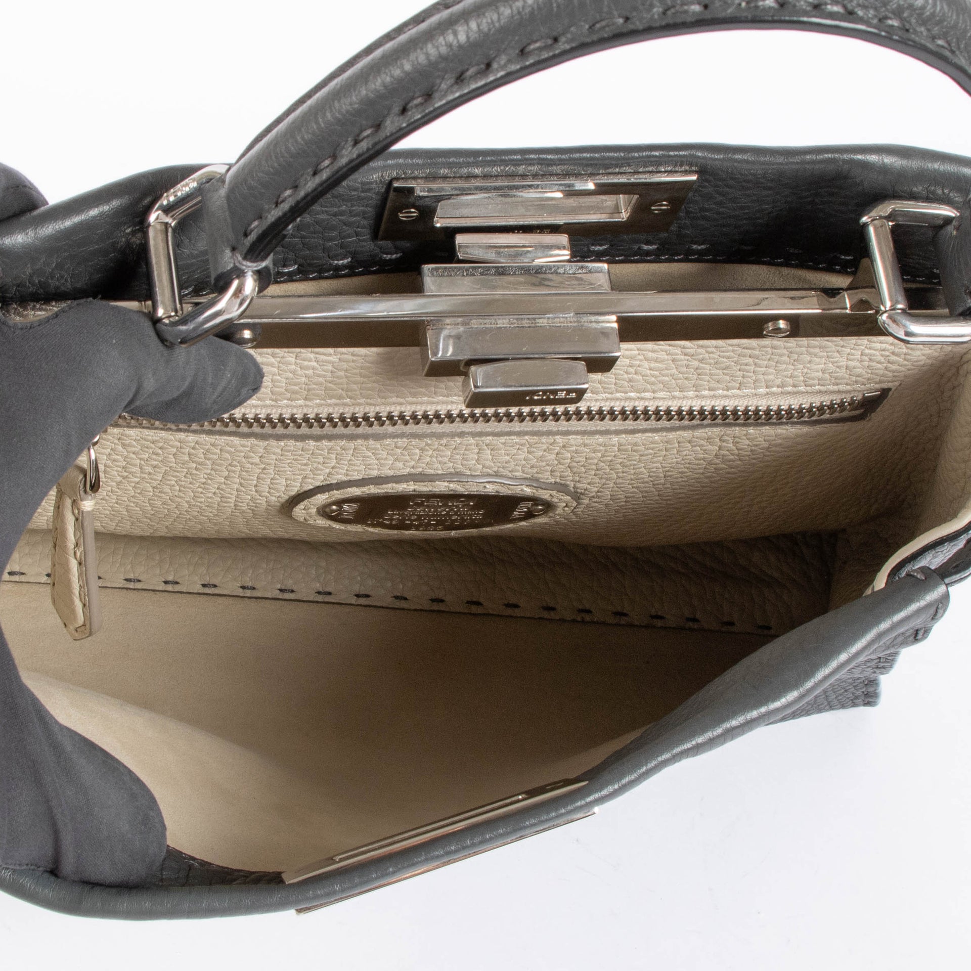 Fendi Grey Selleria Peekaboo Medium Bag