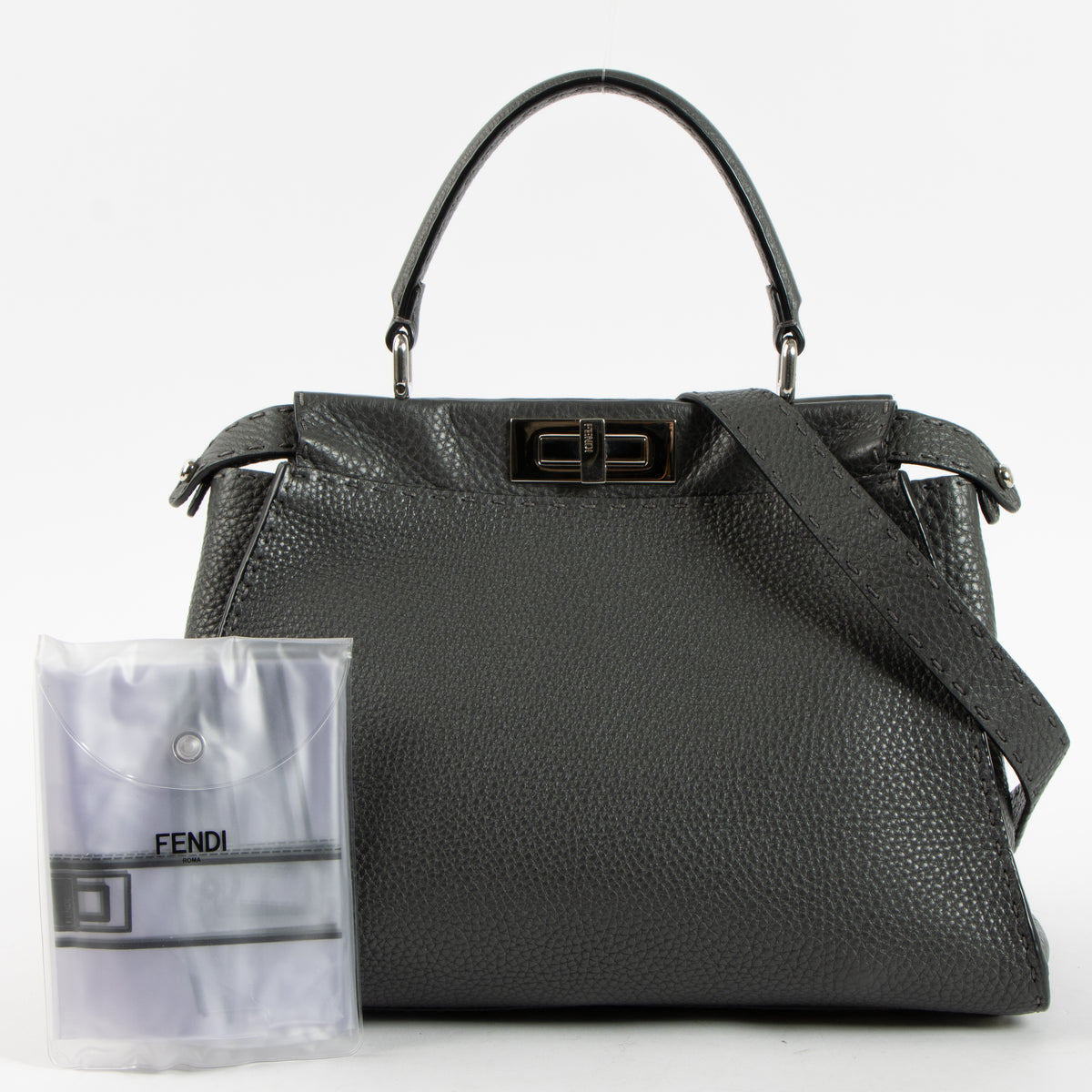 Shop this authentic Fendi Grey Selleria Medium Peekaboo Bag Pre-Loved on Labellov.com