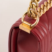 Shop this authentic luxury Chanel Framboise Calfskin Chevron Chanel Boy Small Bag Pre-Loved on Labellov.com