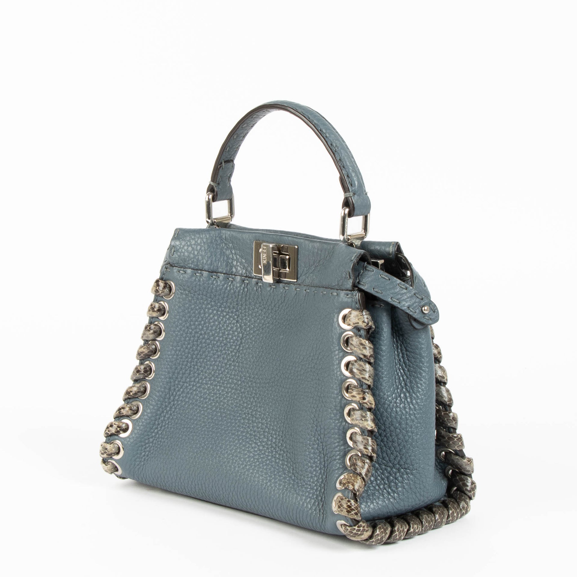 Shop this authentic Fendi Blue/Python Mini Peekaboo Selleria pre-loved on Labellov.com 