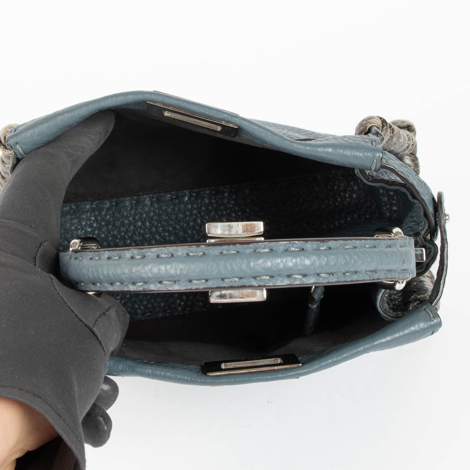 Shop this authentic Fendi Blue/Python Mini Peekaboo Selleria pre-loved on Labellov.com 