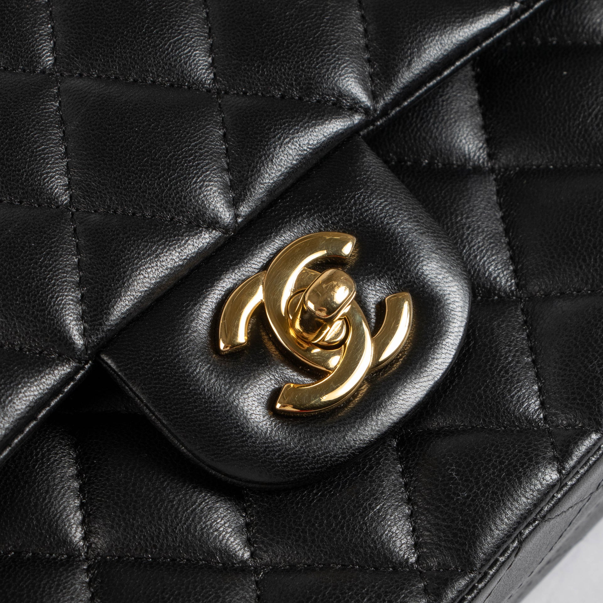 Chanel Black Lambskin Medium Classic Flap 11.12 Bag