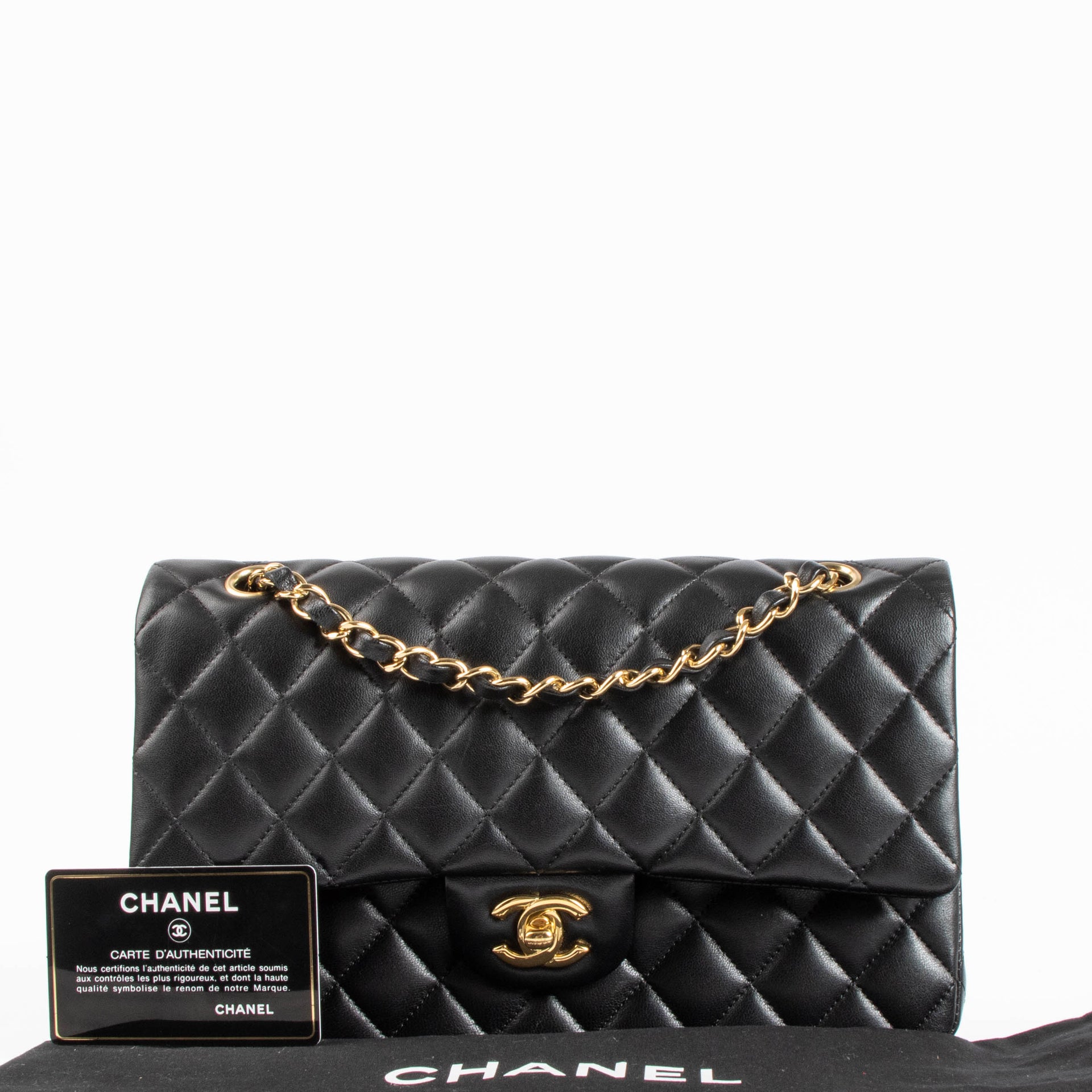 Chanel Black Lambskin Medium Classic Flap 11.12 Bag