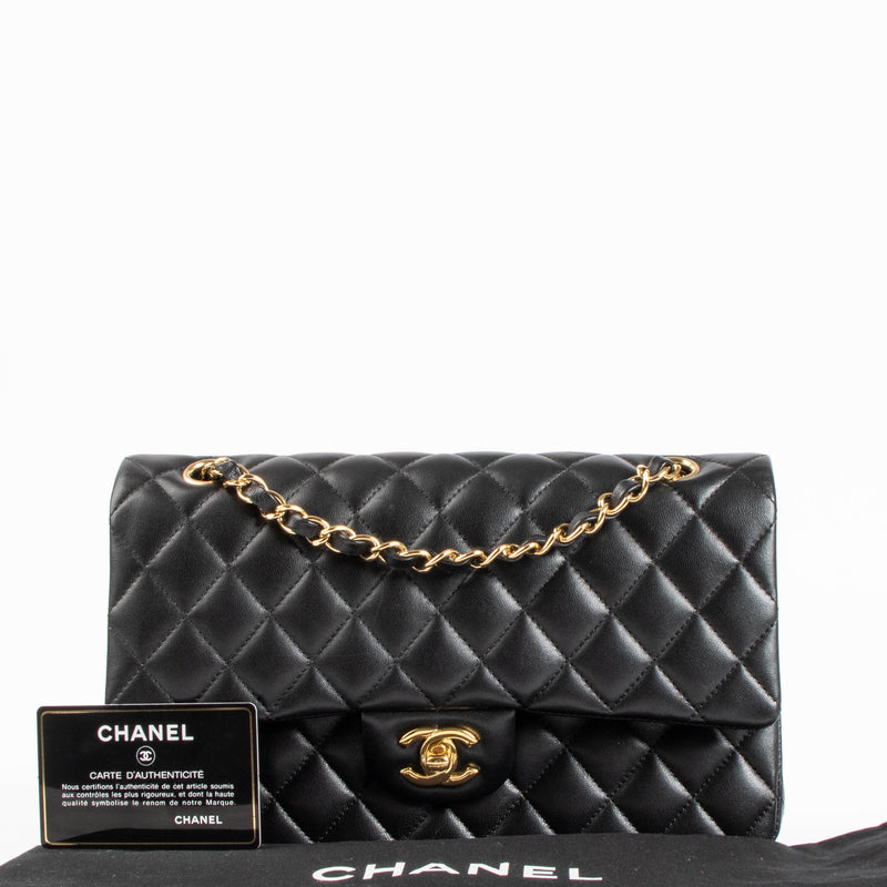 Chanel Black Lambskin Medium Classic Flap 11.12 Bag