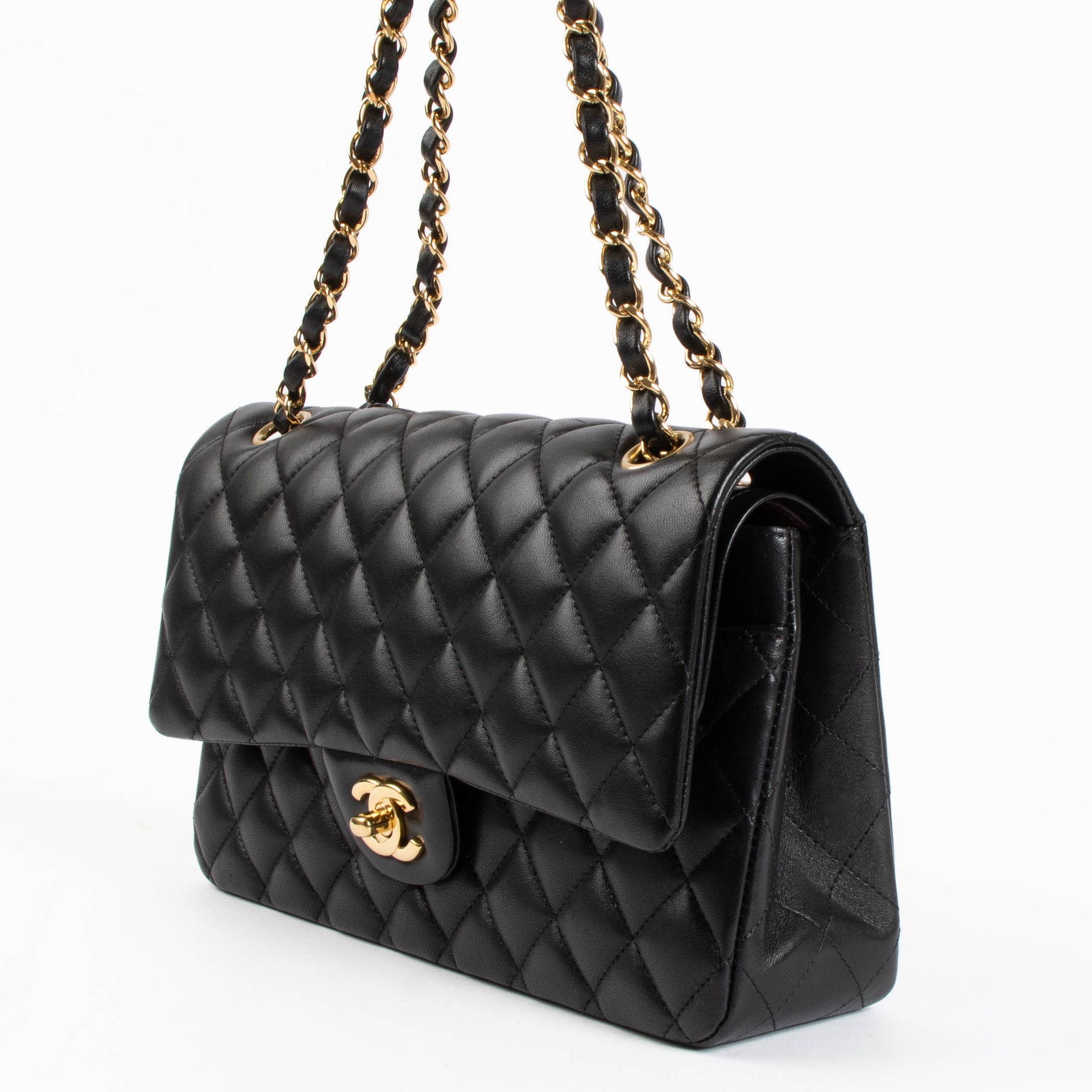 Chanel Black Lambskin Medium Classic Flap 11.12 Bag