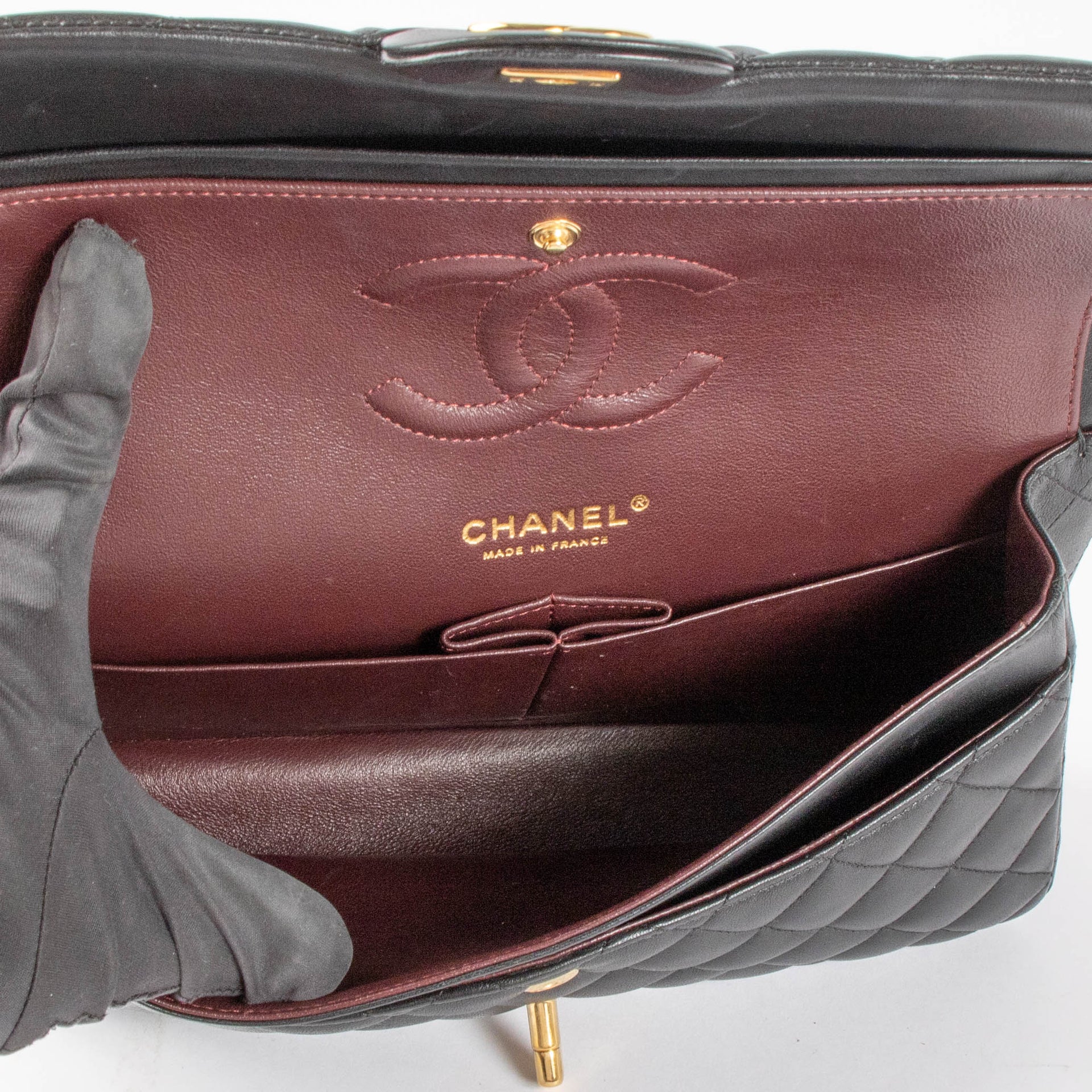 Chanel Black Lambskin Medium Classic Flap 11.12 Bag