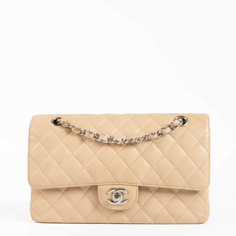 Chanel Beige Caviar Medium Classic Flap 11.12 Bag