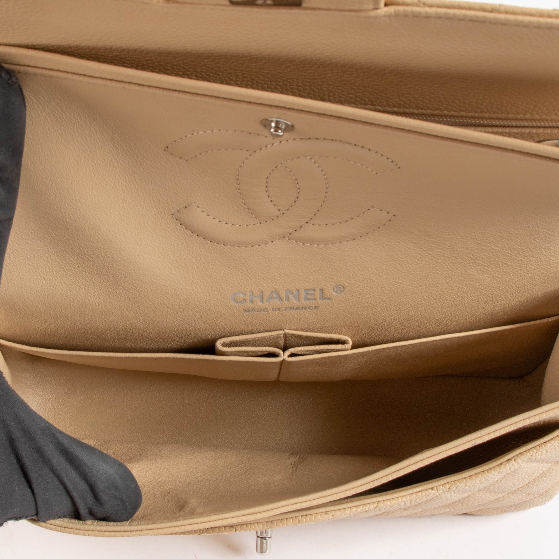 Chanel Beige Caviar Medium Classic Flap 11.12 Bag