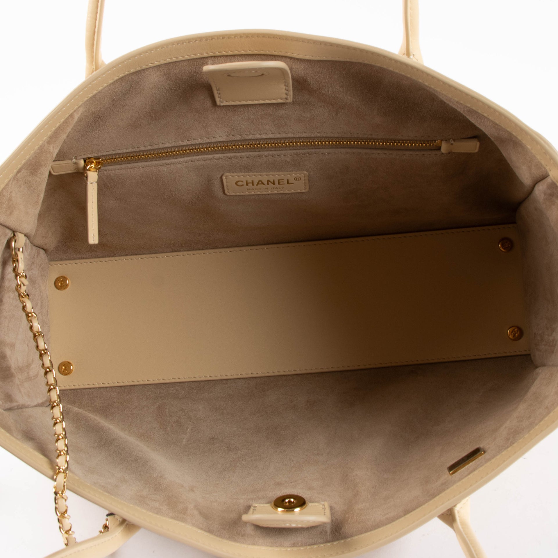 Chanel 26S Beige Leather Cerf Executive Small Tote Bag