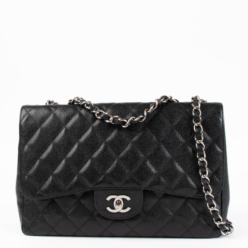 Chanel Black Caviar Large/Jumbo Classic Single Flap Bag