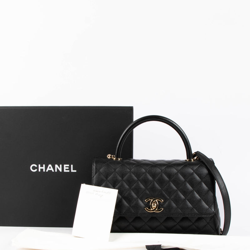 Shop the authentic Chanel Black Caviar Medium Coco Handle Bag second hand on Labellov.com