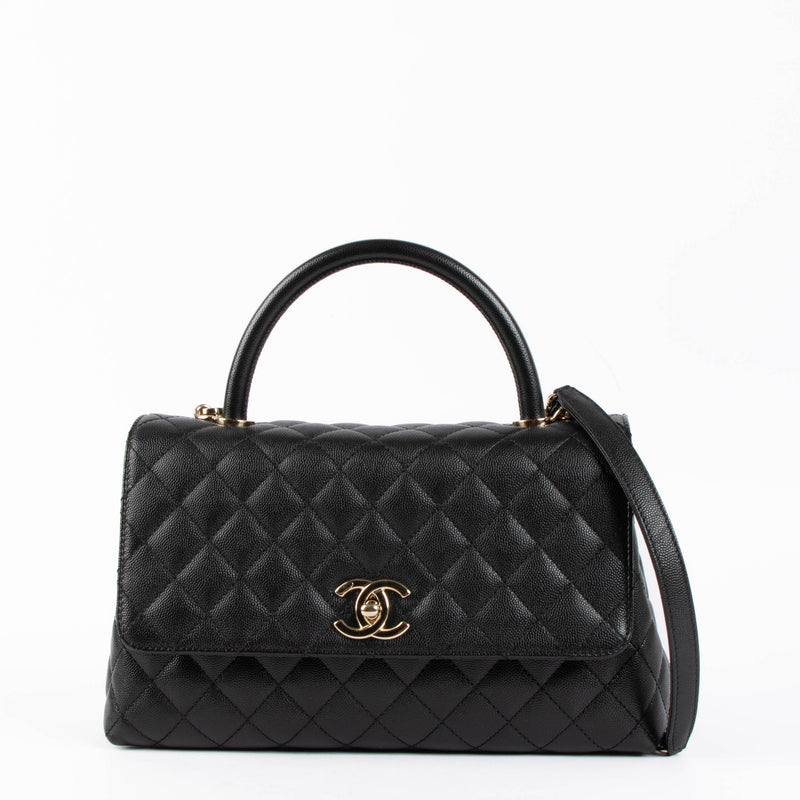 Shop the authentic Chanel Black Caviar Medium Coco Handle Bag second hand on Labellov.com