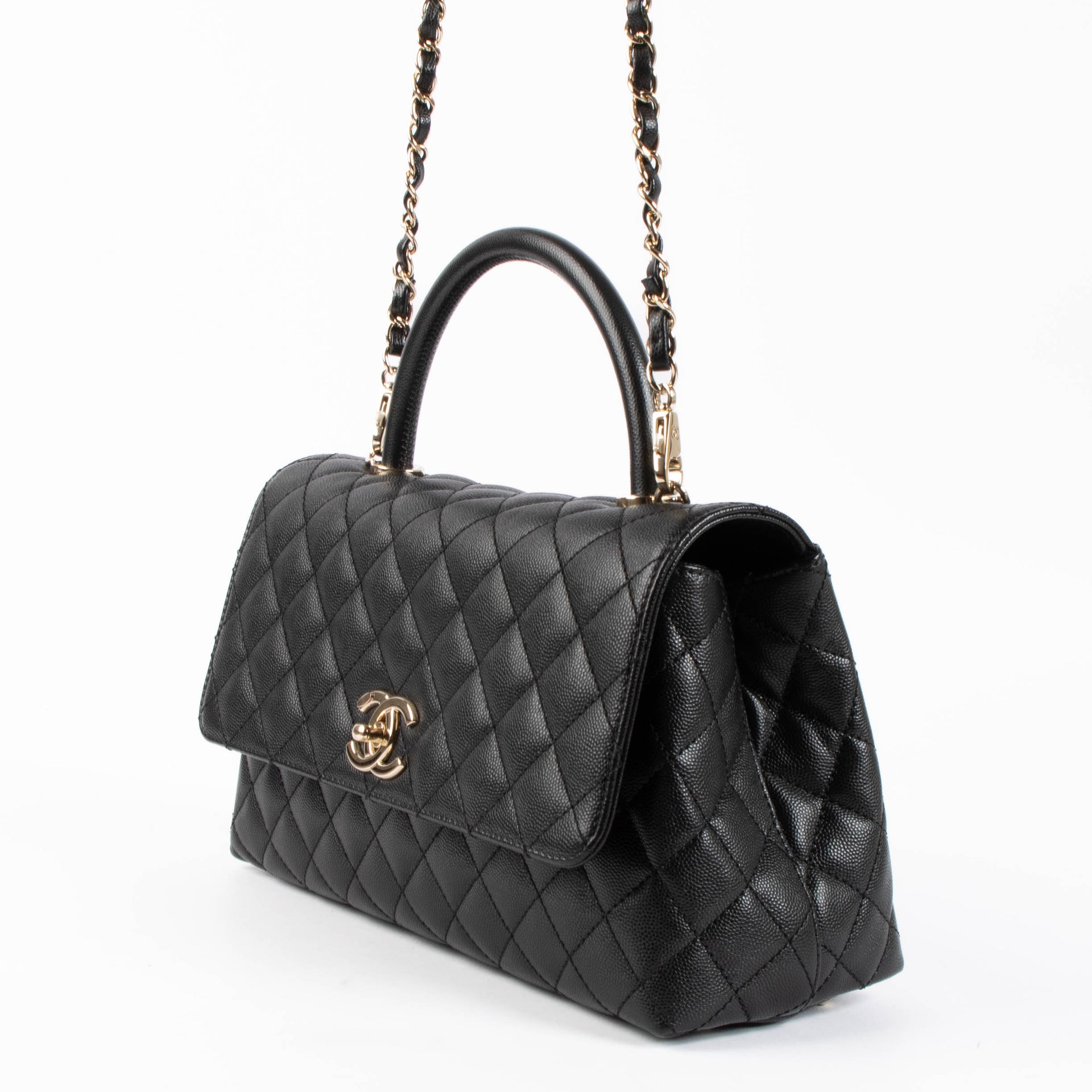 Shop the authentic Chanel Black Caviar Medium Coco Handle Bag second hand on Labellov.com