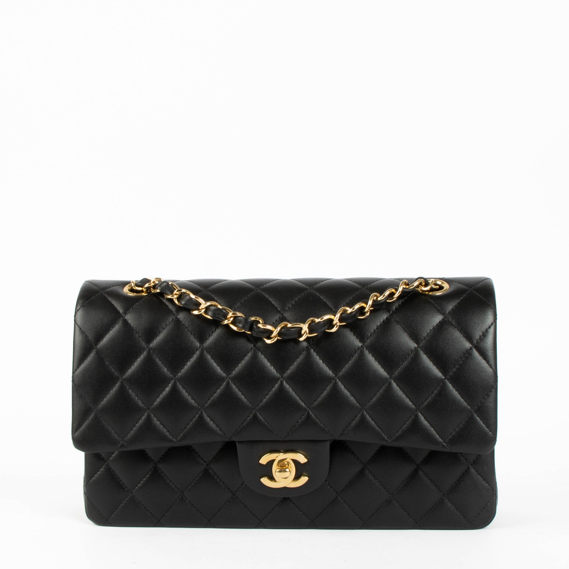 Shop this 100% authentic Chanel Black Lambskin Medium Classic 11.12 Double Flap Bag at Labellov.com