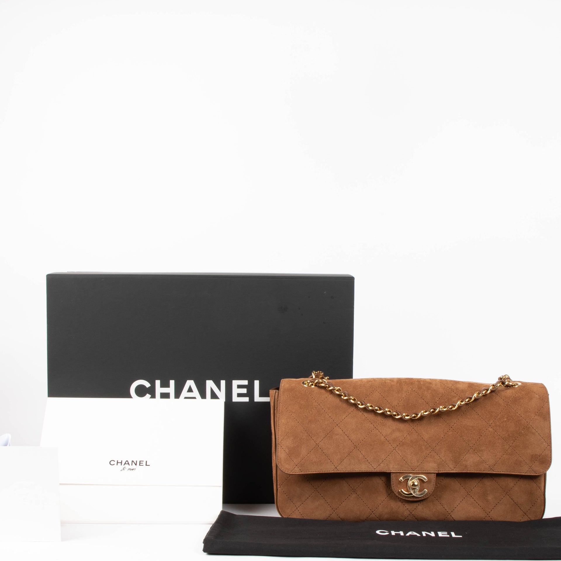 Chanel 26A Camel Suede Maxi Flap Bag