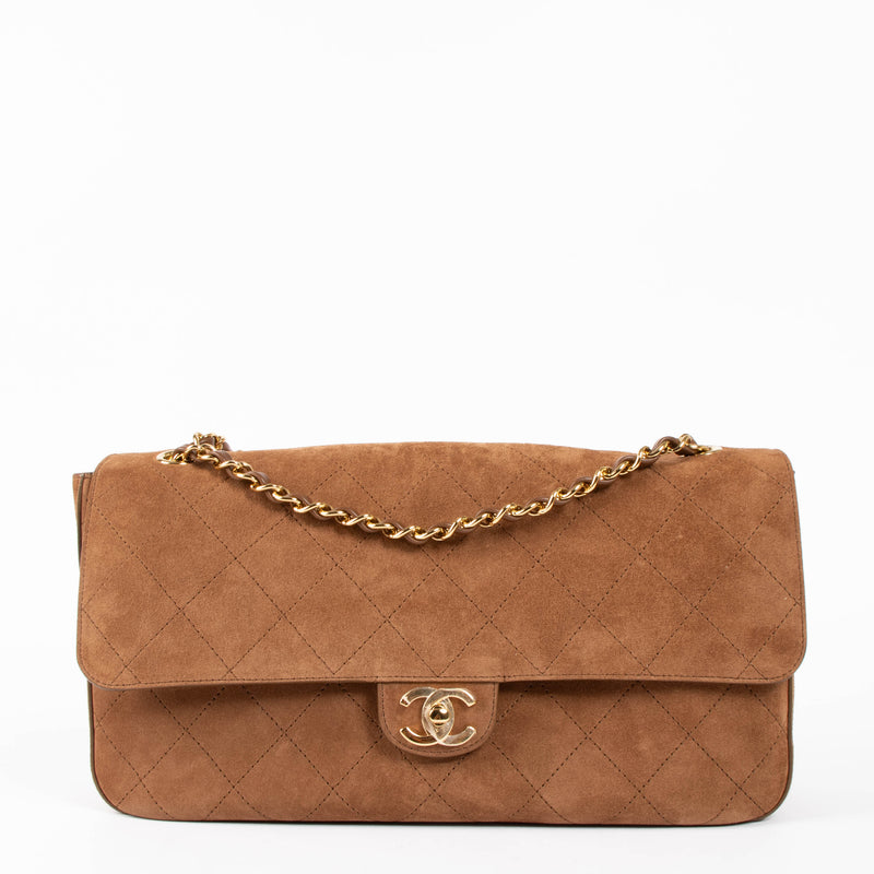 Chanel 26A Camel Suede Maxi Flap Bag