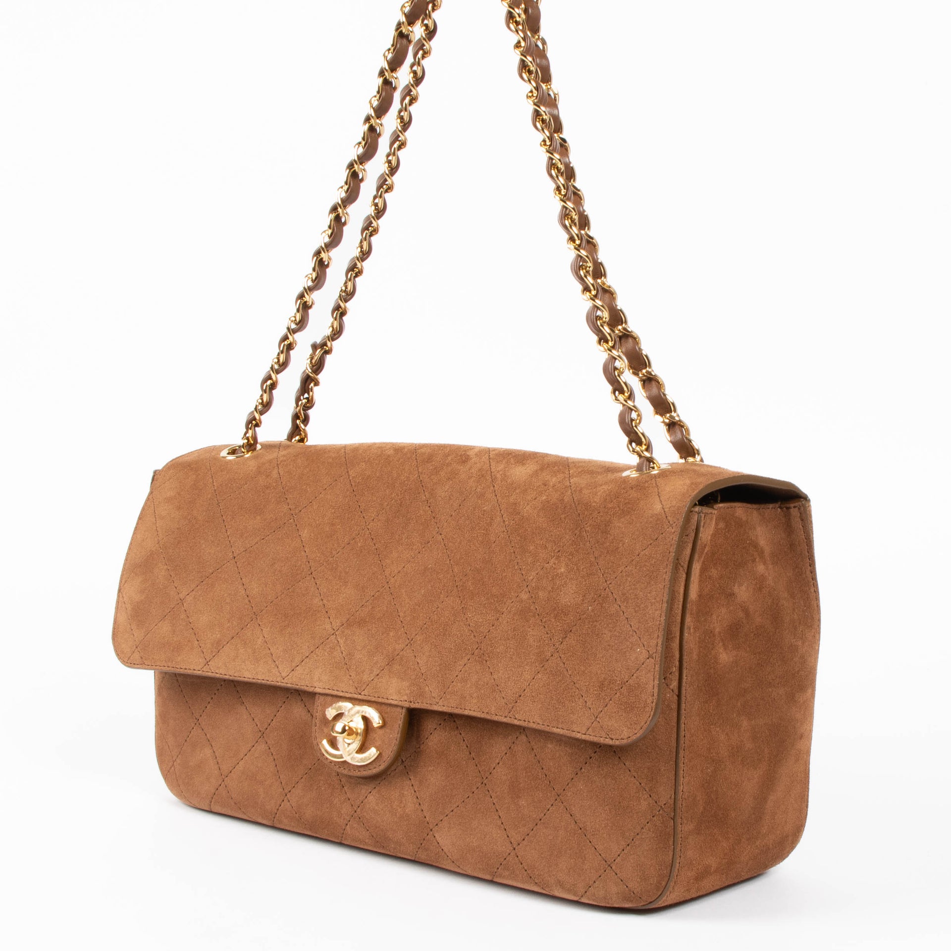Chanel 26A Camel Suede Maxi Flap Bag